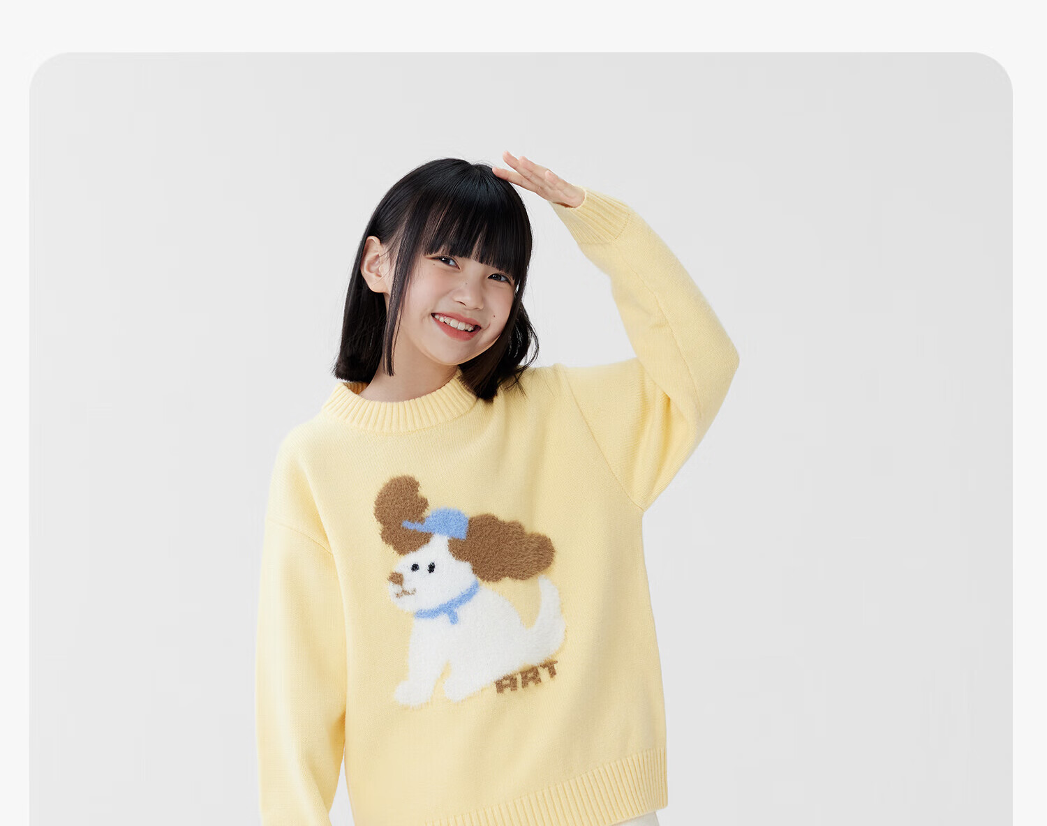 Zuo Xi Girls' Sweater Autumn Winter 2025 New Plush Inner Wear Cute Pet Children's Knitwear Trendy Light Yellow 160 18